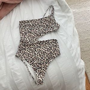 Animal print one piece bathing suit, medium